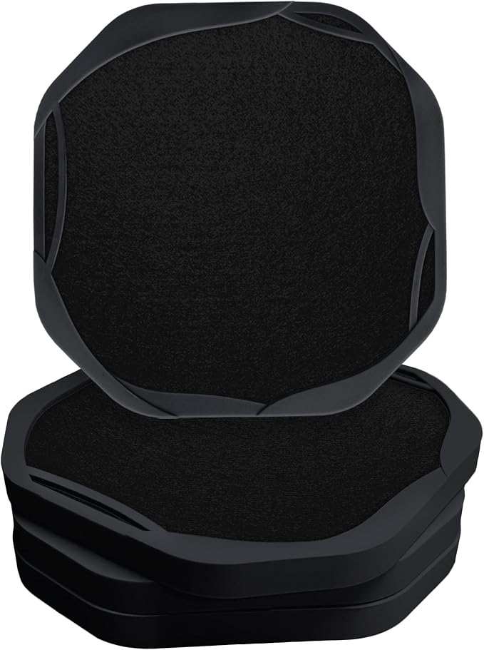 UMIRRO Absorbent Felt & Silicone Coasters Set of 6 with Holder, Blue Coast - 13. Black