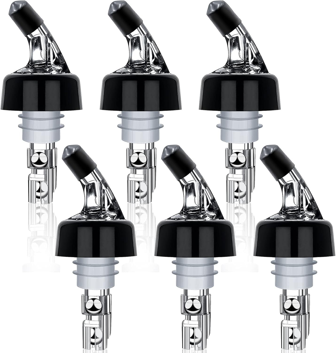 Liquor Bottle Pourers Set of 6 Pourer Pour Spouts 1 oz Measured Measuring Liquor Pourers Shot Dispenser Bartender Automatic Wine Pourer for Alcohol Tequila Cocktail Whiskey Rum Drink Home bar (Clear)