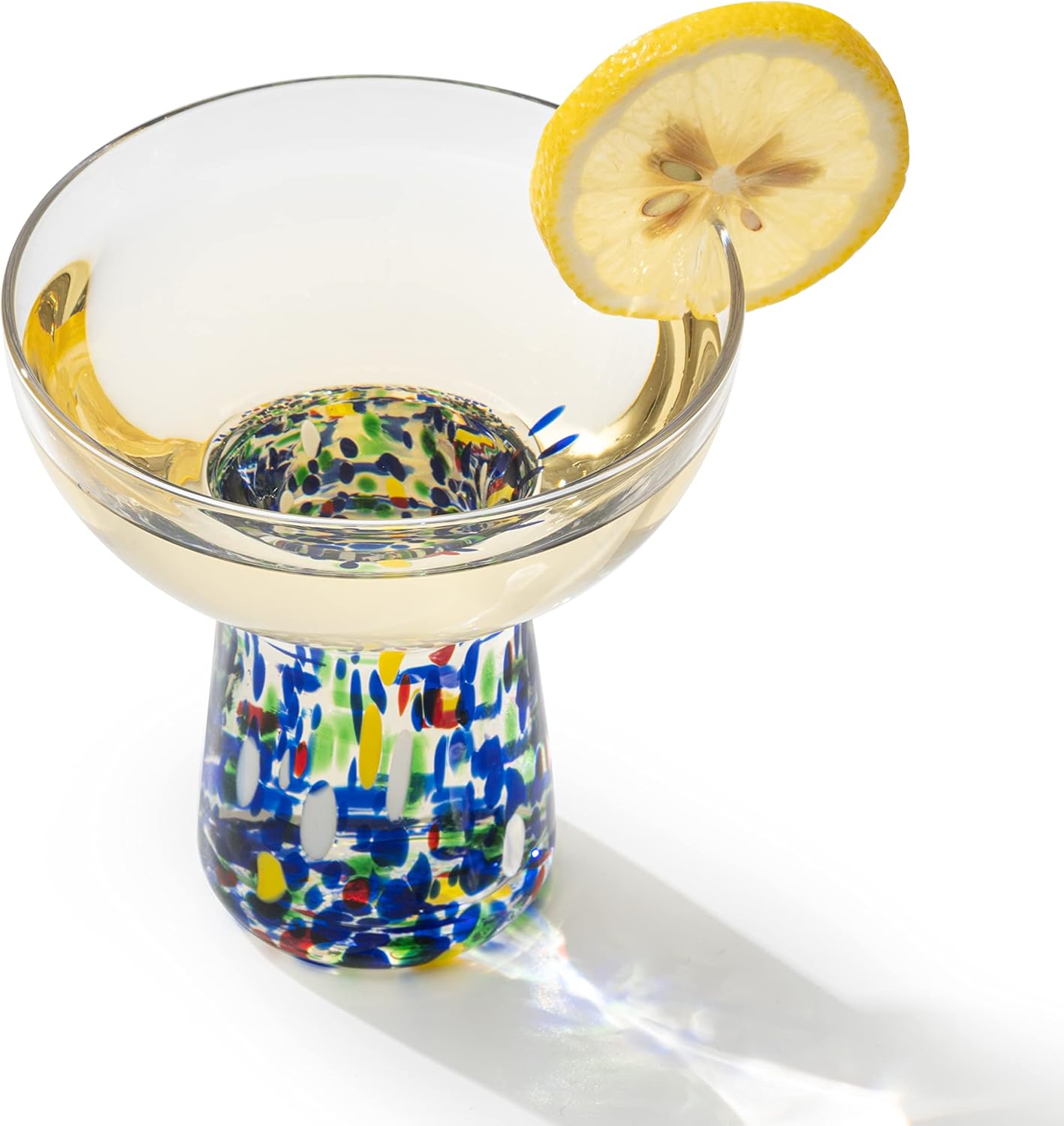Stemless Margarita Glasses – Set of 4-6oz Luxury Hand Blown Confetti Margaritas, Martini, Cocktails, Water, Wine, Dessert & Champagne Glassware Cinco de Mayo, Hand Blown - Mexican Confetti Glass