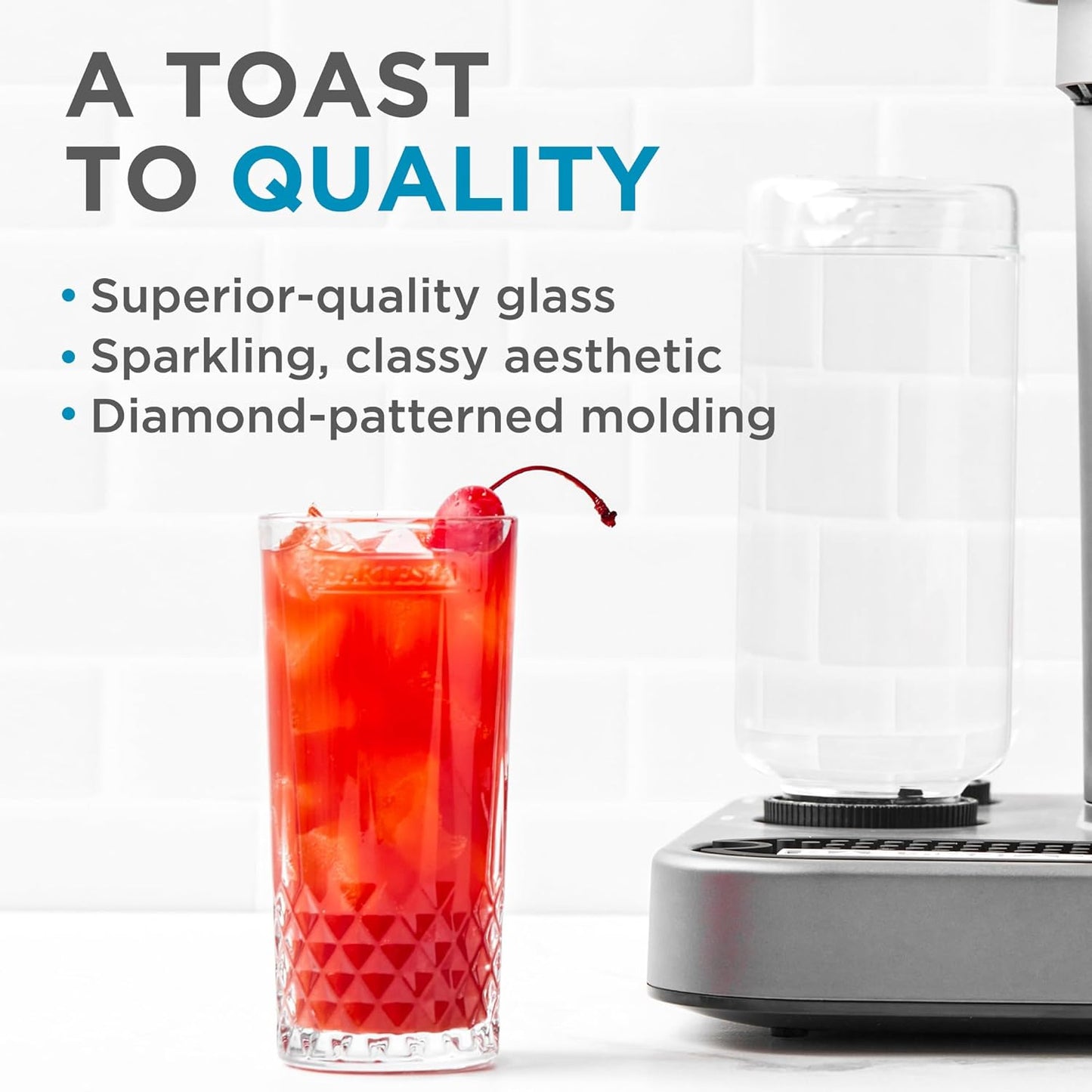 Bartesian Diamond Etched Highball Glasses - 10.5 Oz Tall High Ball Collins Glass Set for Mixed Cocktails & Mocktails - Classy Home Bar Mixing Glassware with Luxurious Gift Packaging - Set of 2