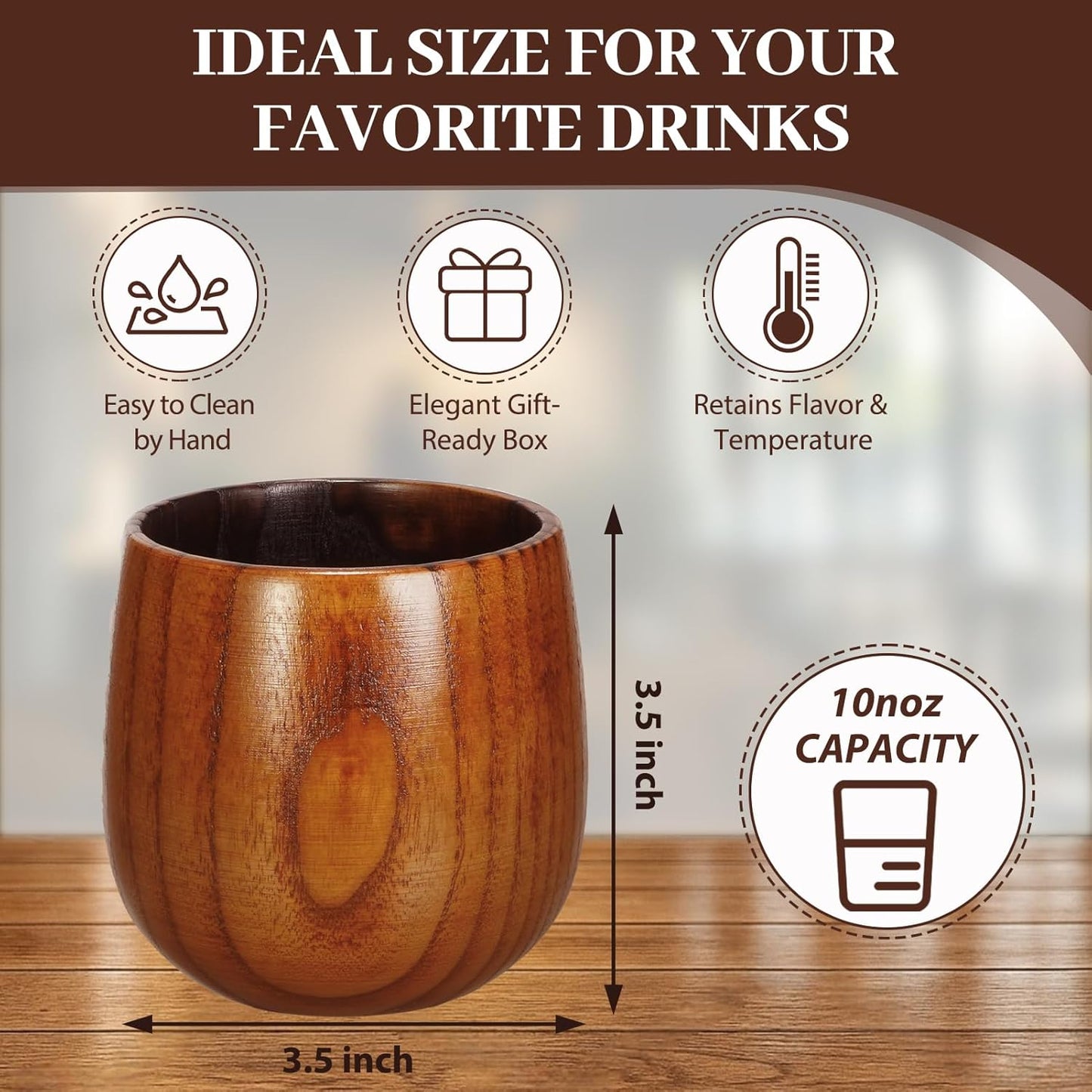 2 Pack Charred Wooden Bourbon Drinking Glass – Handcrafted Bourbon Tumblers with Burnt Interior – 10oz Old Fashioned Wooden Whiskey Glass– Unique Whiskey Gifts for Men, Dad, Husband, or Brother