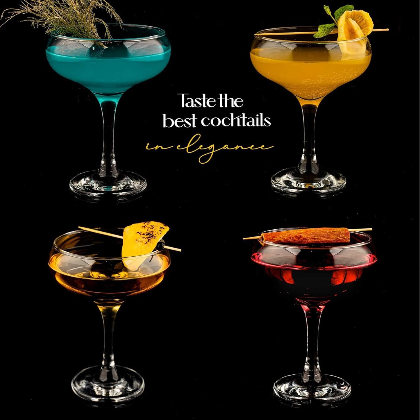 Champagne Cocktail Glasses Set of 2, Elegant Coupe Cocktail Glasses, Martini Glasses, Long Stem Glassware (2 Pcs (9oz/270ml))