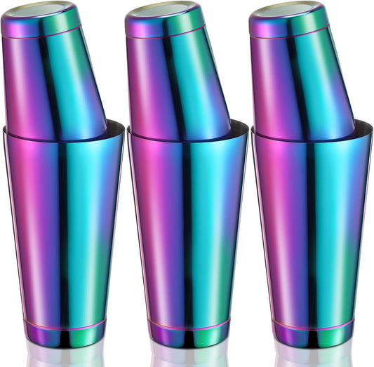 Sabary 6 Pcs Cocktail Shakers Professional Bar Shaker Boston Set Stainless Steel Martini Drink Mixer Basic Tool Weighted Shake Metal Can Cocktail Shaker Set, 18 Oz, 28 oz (Colorful)