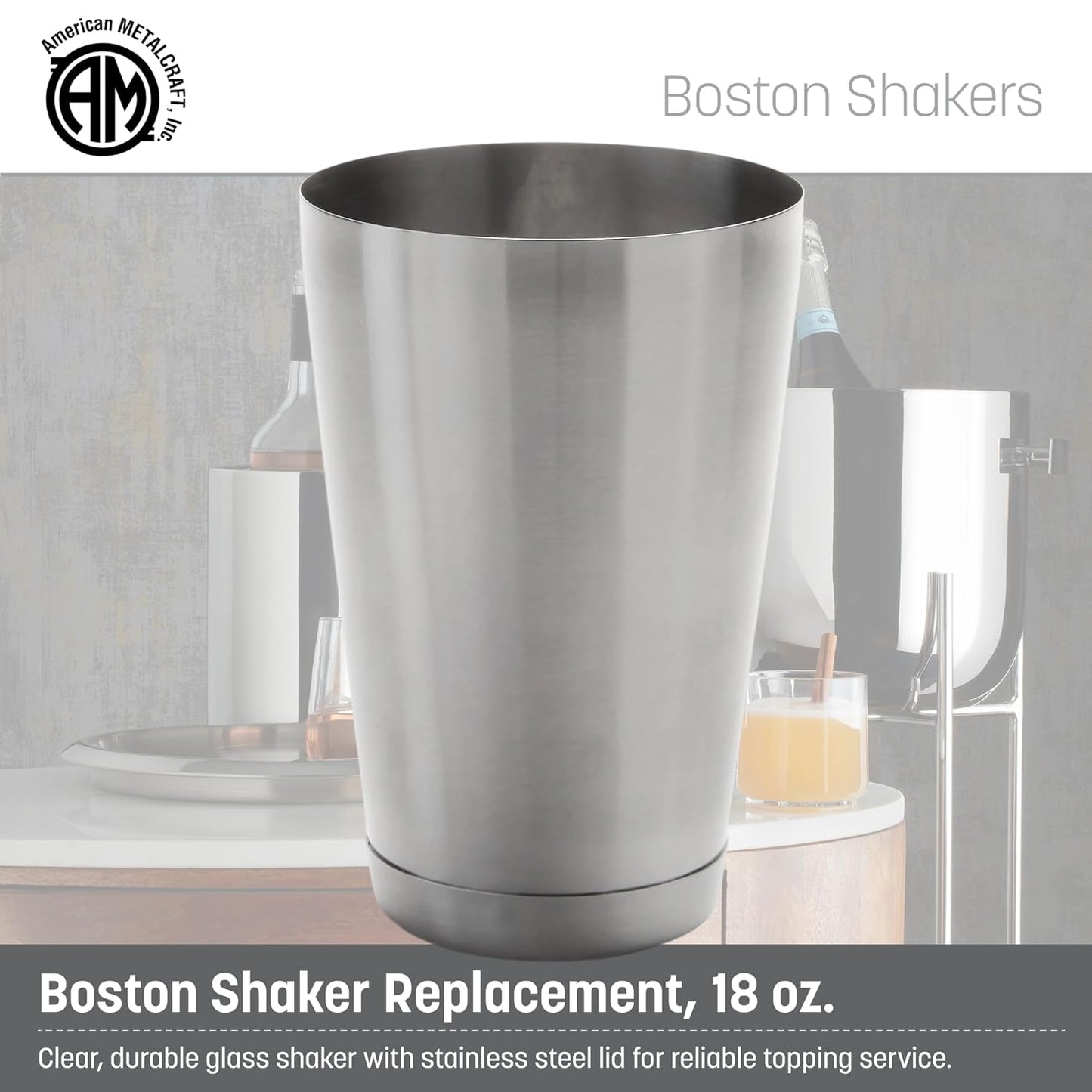 American Metalcraft BS18 Boston Shaker Replacement, Stainless Steel, Weighted, 18 oz.