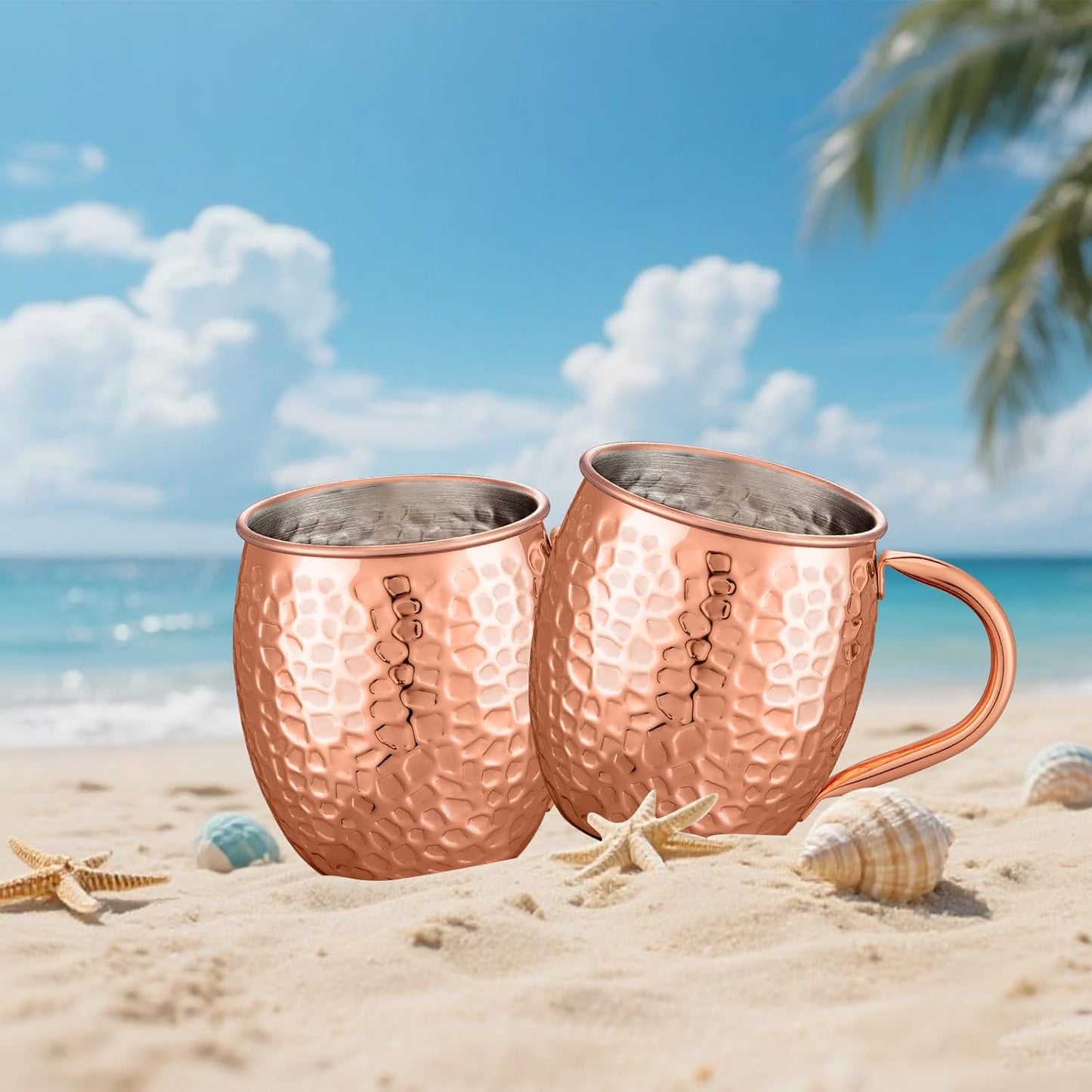 Moscow Mule Mugs Copper Cups Set of 4 Copper Mugs with 304 Stainless Steel Lining,Perfect For Wine, Beer, Cold Drink, Bar, Party, Gifts