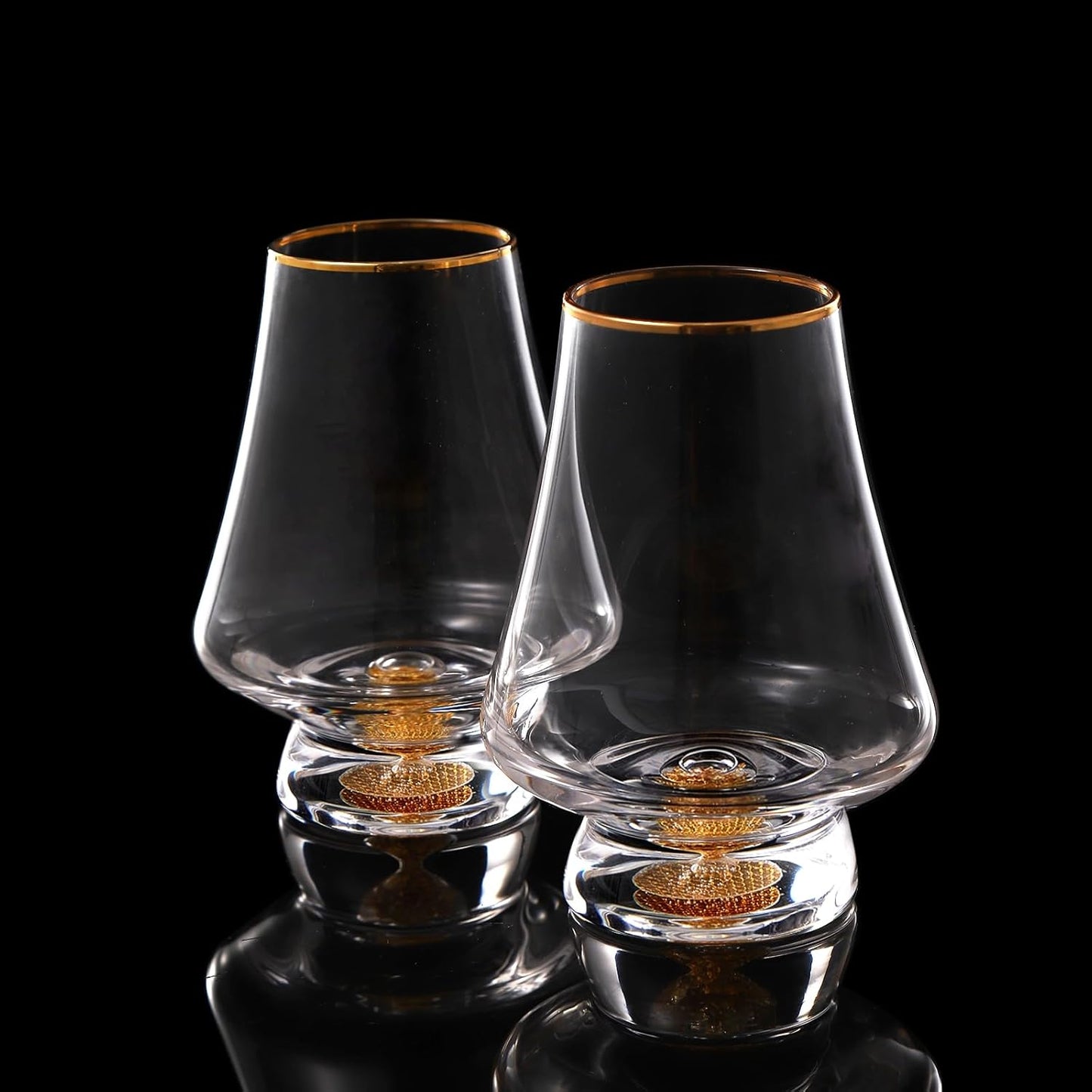 DUJUST Snifter Glasses Set of 2 (8oz), Crystal Whiskey Glasses with 24K Gold Leaf Flakes, Luxury Tasting Glasses for Brandy/Cognac/Bourbon/Tequila/Scotch, BPA-Free & Lead-Free