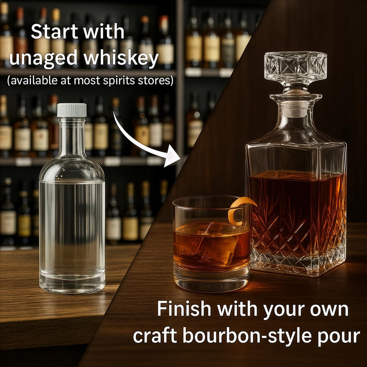 Kentucky Bourbon-Style Whiskey Infusion Aging Kit – Charred White Oak Sticks Staves – Age Clear Spirits into Rich Barrel Flavor in Weeks – Gift for Dad, Father, Husband, Groomsmen