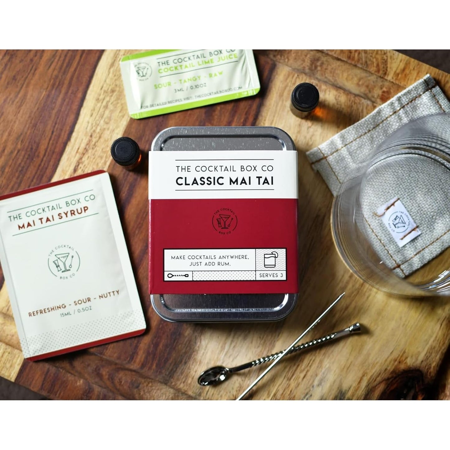 The Cocktail Box Co. Mai Tai Cocktail Kit - Outdoor Mixology & Travel Bartender Kit - Portable Set with Bar Tools & Drink Mixers