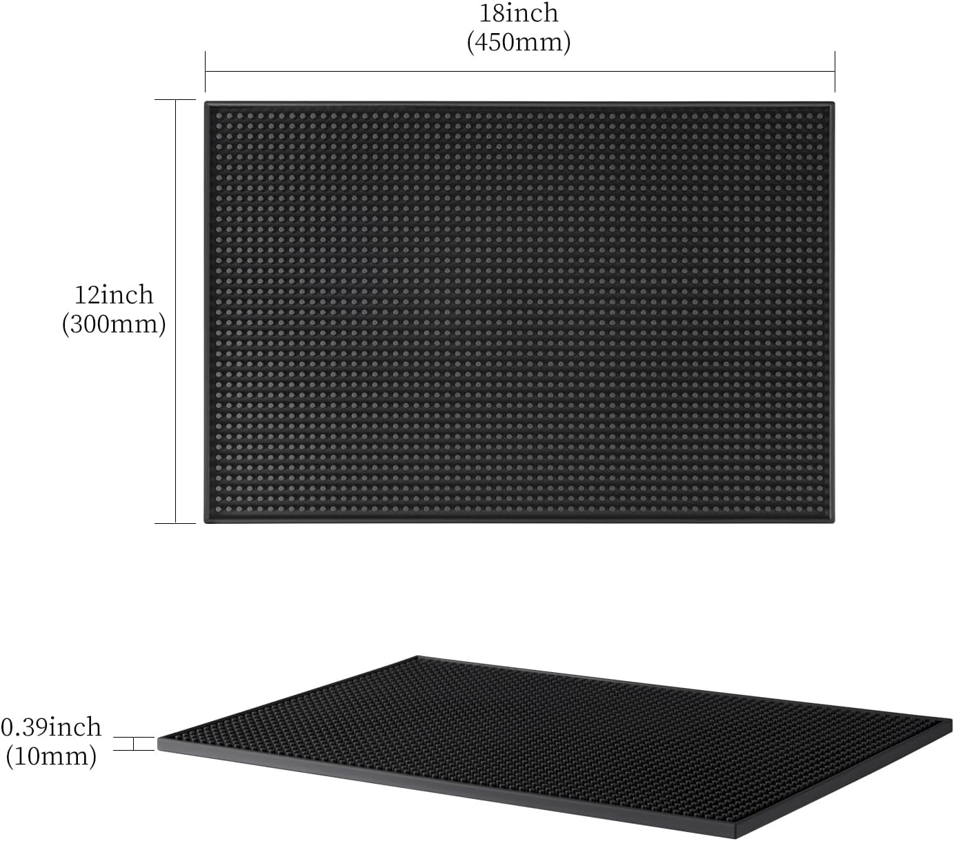 Bar Mats Countertop Coffee Mat for Home Bar, Service Spill Mat for Cocktail Bartender Kitchen, Counter Top Cup Glasses Dish Drying Mat, Hairdressing Tool Protective pad.Black, 18"x12"Easy to Clean