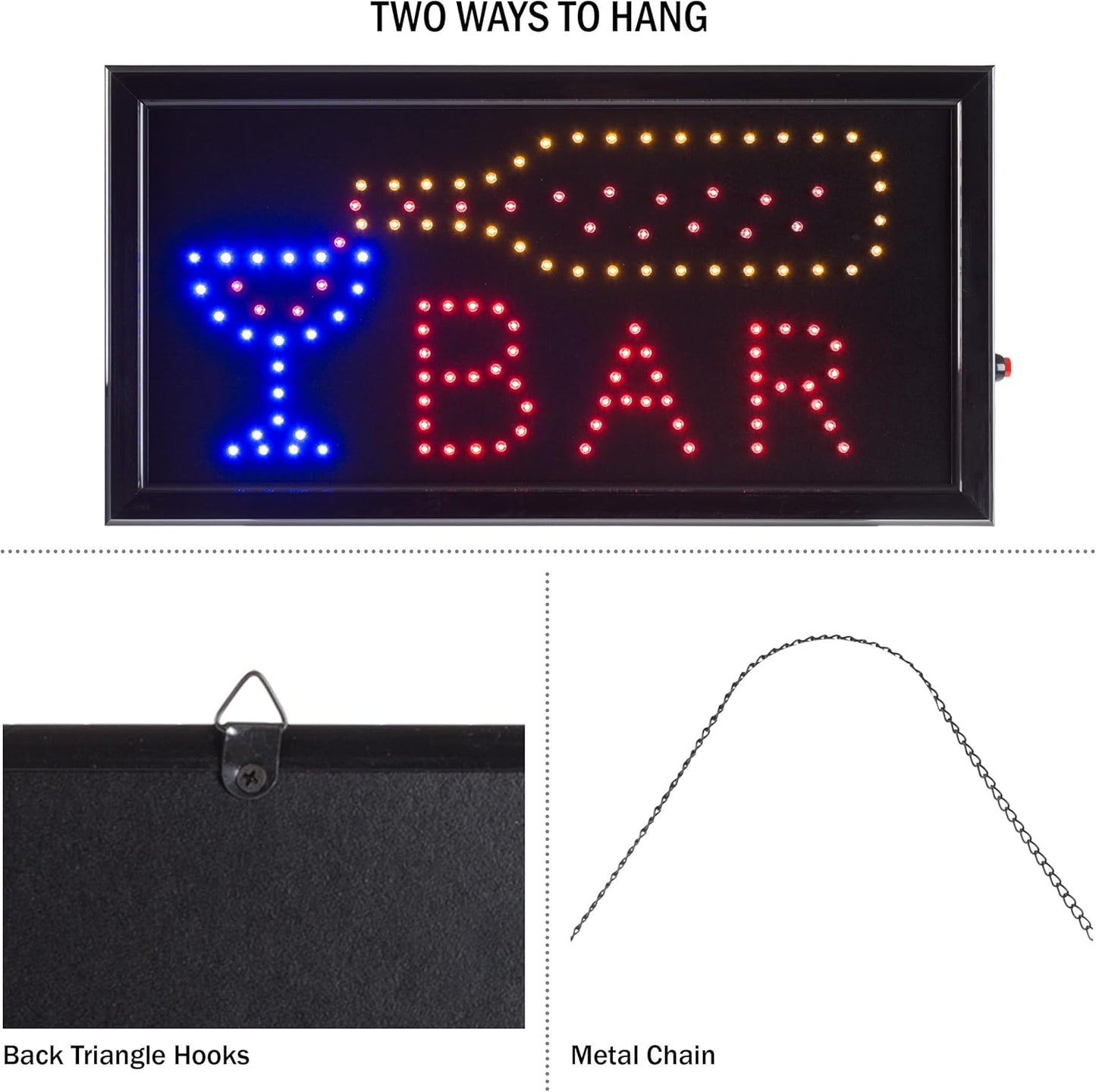LED Bar Sign - Neon Electric Display Sign with Animation and Energy Efficient LEDs for Homes, Businesses, and Events by Lavish Home