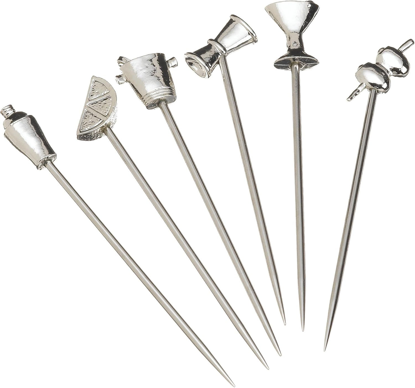 Prodyne Stainless Steel & Pewter Martini Picks (Set Of 6), Silver