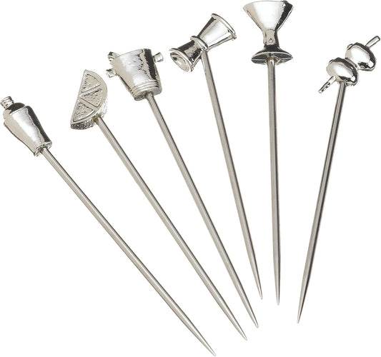 Prodyne Stainless Steel & Pewter Martini Picks (Set Of 6), Silver