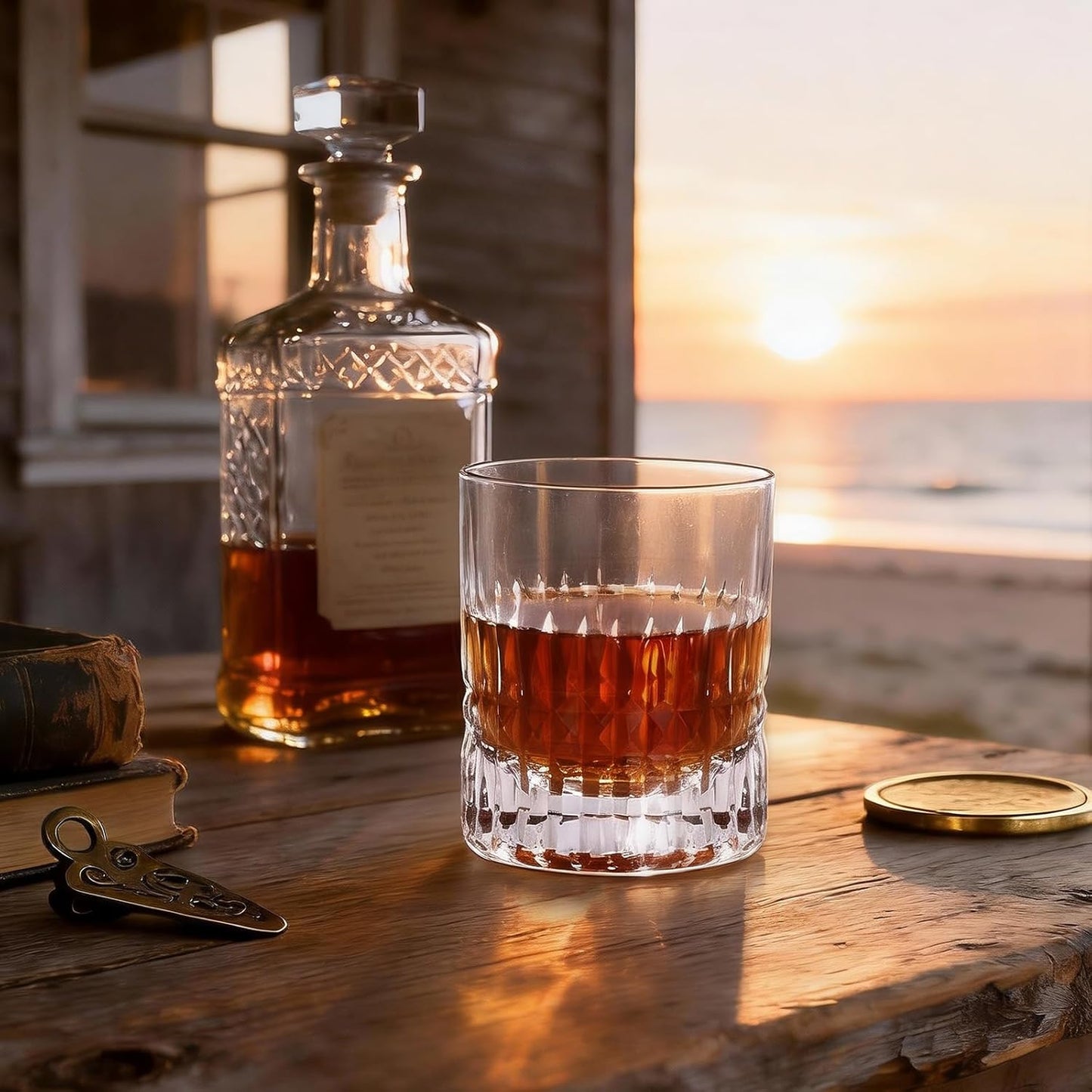 Hand Cut Crystal Whiskey Glasses Set of 2, Lead-Free Old Fashioned Glass with Heavy Base, 11oz Elegant Barware for Scotch, Bourbon, Brandy - Perfect for Men, Dad, Him