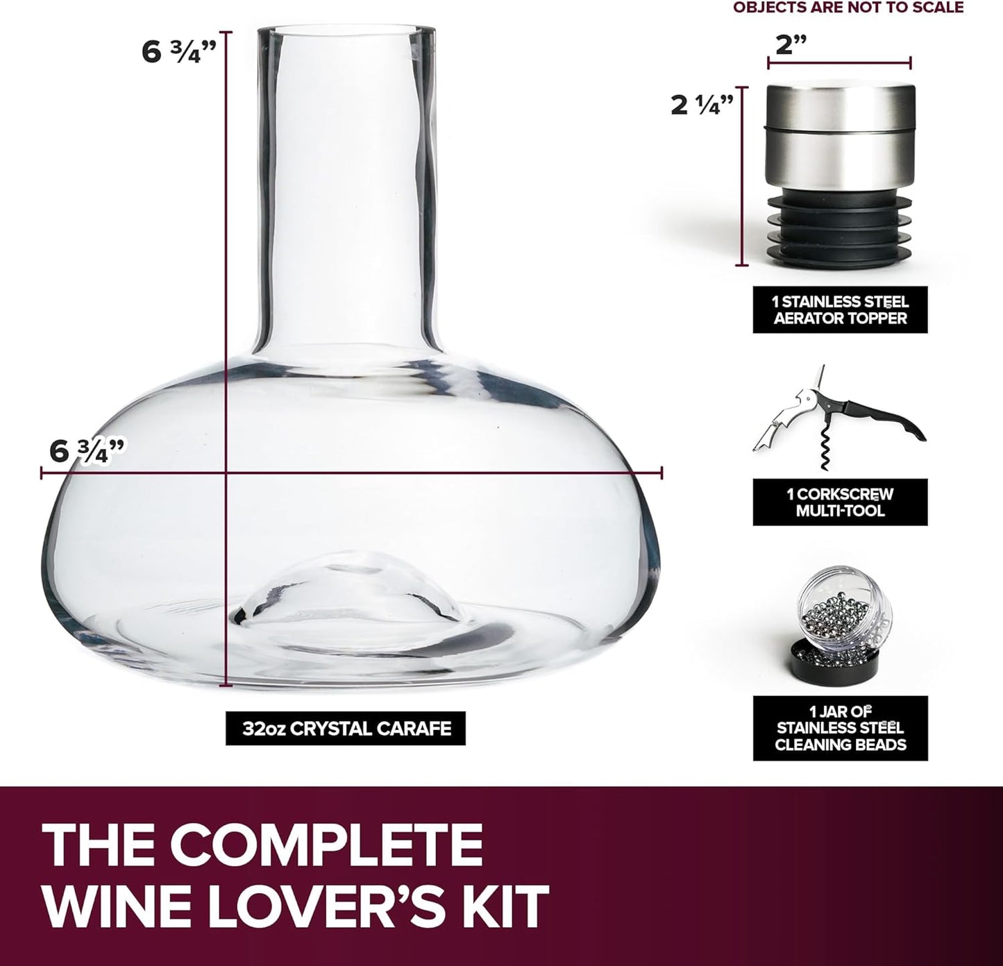 Modern Innovations Red Wine Decanter with Aerator Lid, Best Wine Decanter Gift Kit for Wine Lovers, Double Decanter Set for Wine, Wine Breather Carafe Decanter, Aerating Decanter, Glass Wine Saver