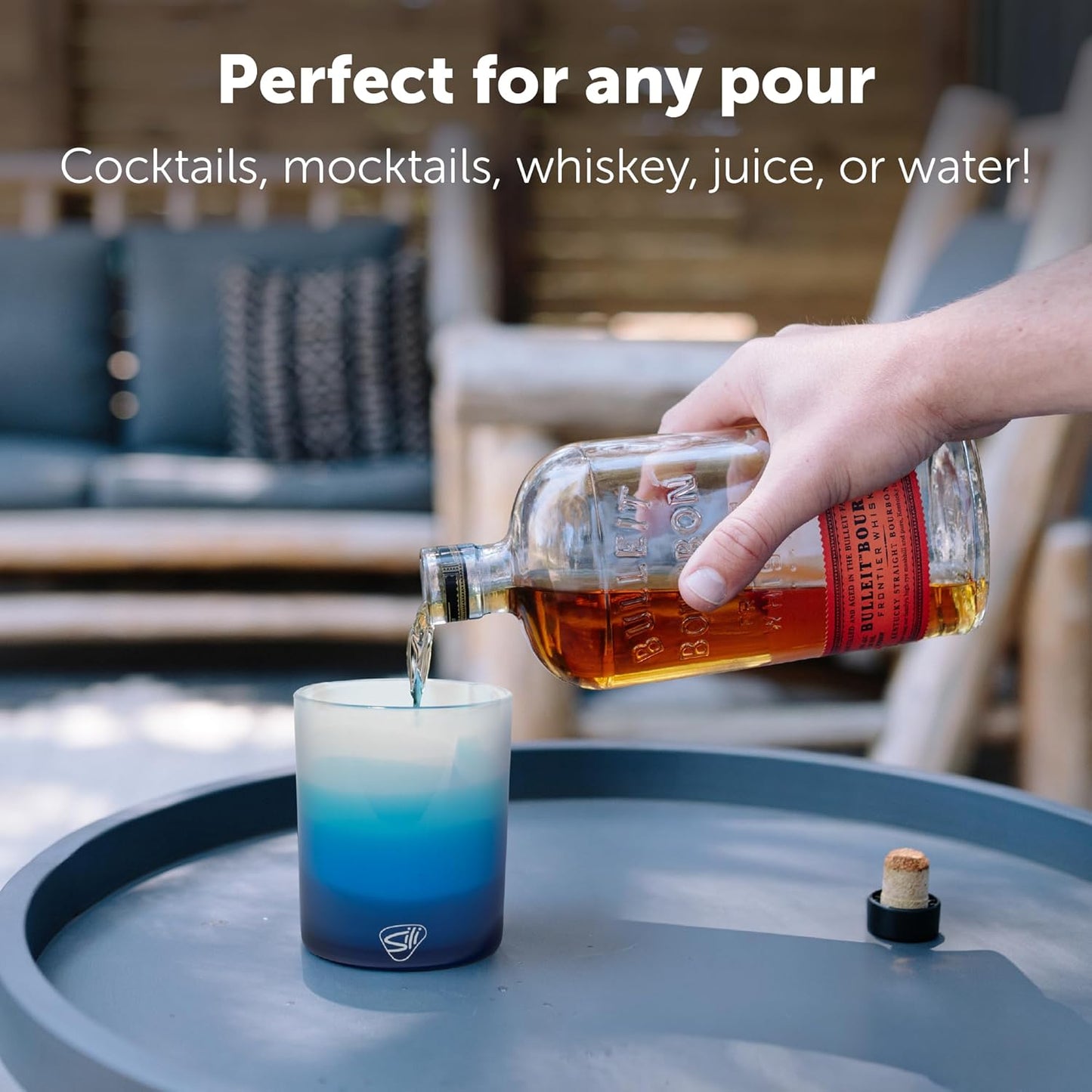Silipint 12oz Silicone Whiskey Rock Glass – Unbreakable Bourbon Glass, BPA Free, Non-Toxic, Freezer, Microwave & Dishwasher Safe – Drink ware for Whiskey (Blizzard) Pack of 1