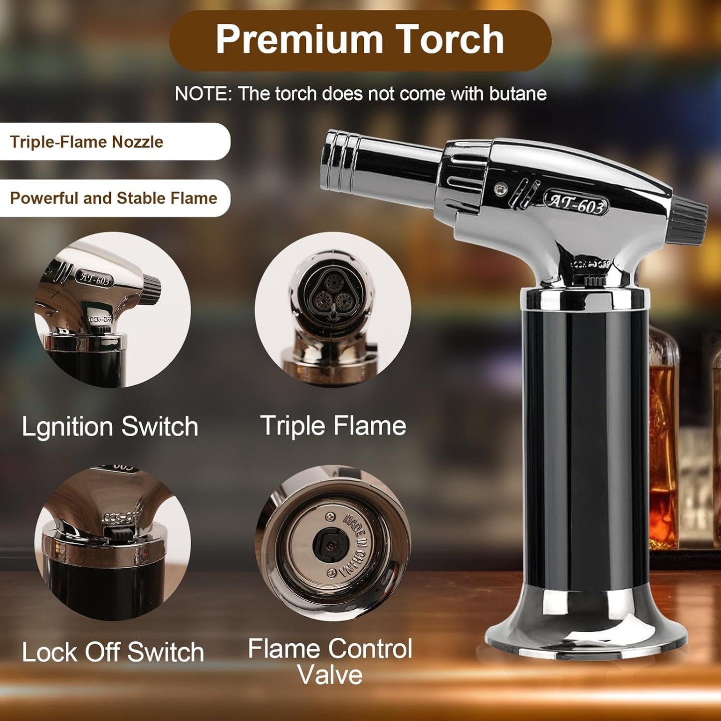 23Pcs Whiskey Smoker Kit with Torch & 6 Wood Chip Flavors,2 Whiskey Glasses, Bourbon,Cocktail Smoker Infuser Kit, Old Fashioned Drink Smoker Kit, Whiskey Valentine's Day Gift for Men, Husband, Him