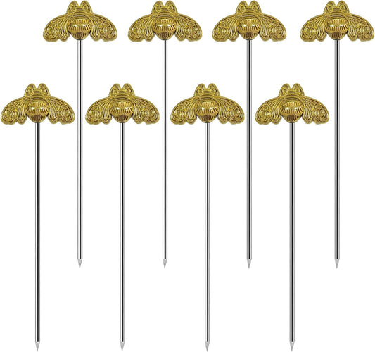 Cocktail Picks Stick, Cocktail Toothpicks Stainless Steel Martini Olive Picks for Bar Barbecue Fruit, Bloody Mary Drink Sticks (8pcs,Gold Bee)