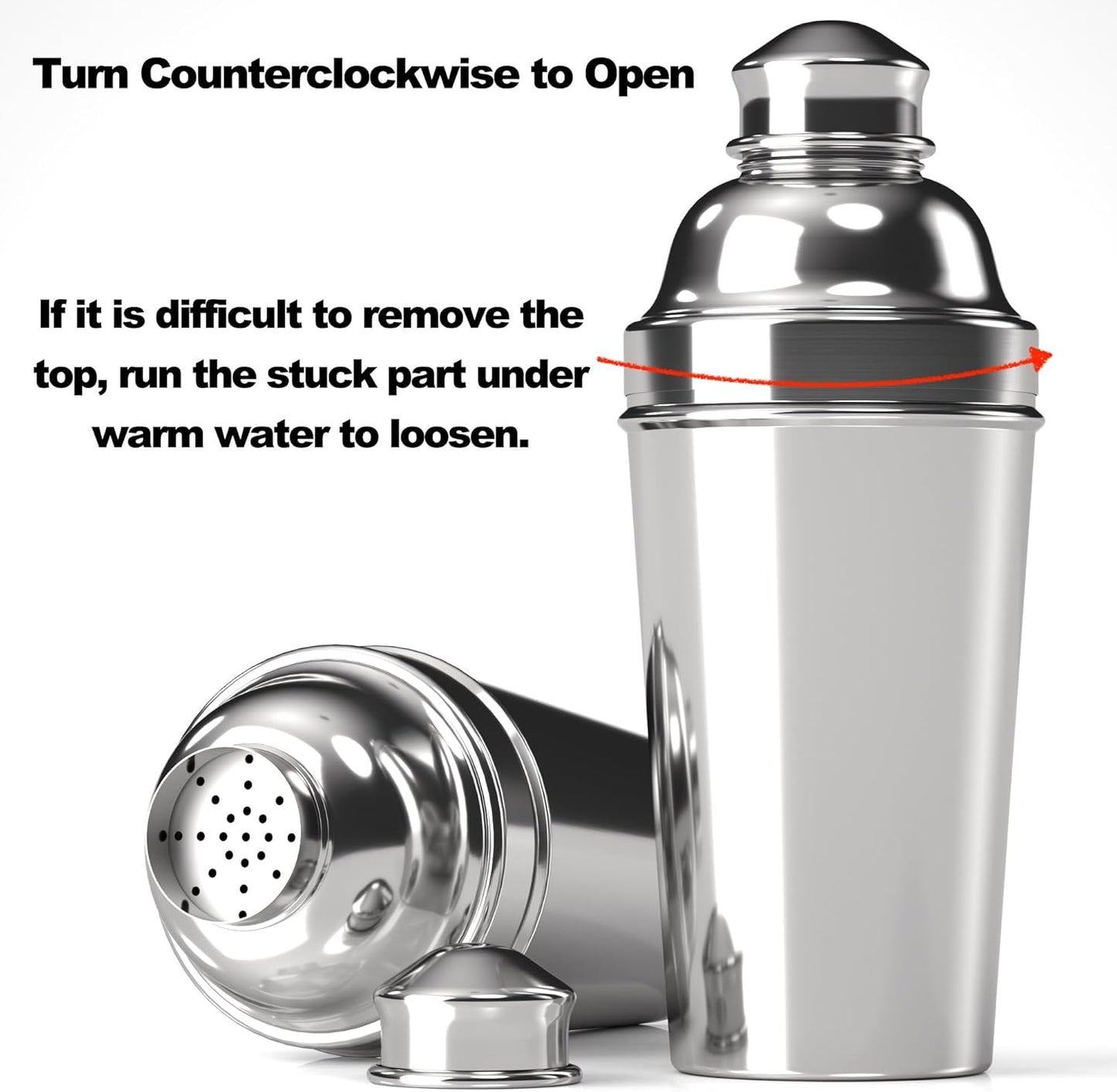 Stainless Steel Professional Cocktail Shaker - 60 oz Large Drink Shaker with Strainer for Bartending - Margarita Mixer