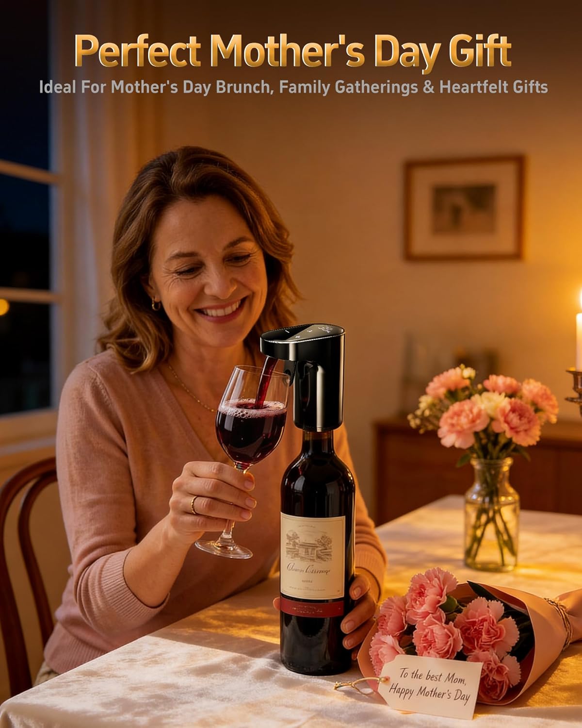Mothers Day Gift Essential,5-in-1 Electric Wine Decanter & Smart Liquor Dispenser,Automatic Aerator&Pourer with 1-999ml Precision Dosing | Gift for Mom,Women,Dad,Wine&Whiskey Lovers,Birthday (Black)