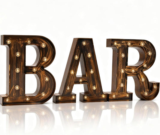 Pooqla BAR - Illuminated Marquee Bar Sign for home decor - Light up LED Marquee Word Sign - Pre-Lit Pub Light Battery Operated (23.03-in x 8.66-in) (Vintage)