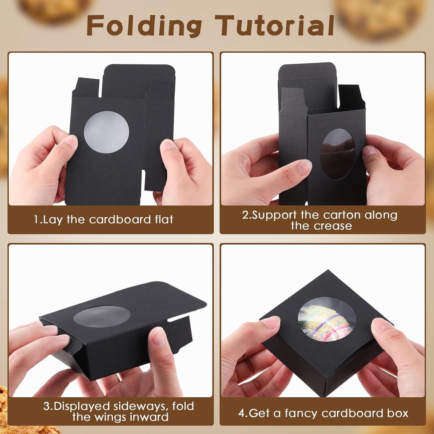 TaoBary 100 Pcs Soap Boxes for Homemade, 3 x 3 x 1.2 Inch Small Paper Gift Packaging Boxes with Window, Gift Wrappers for Soap Packaging Making Party Favor(Round,Black)
