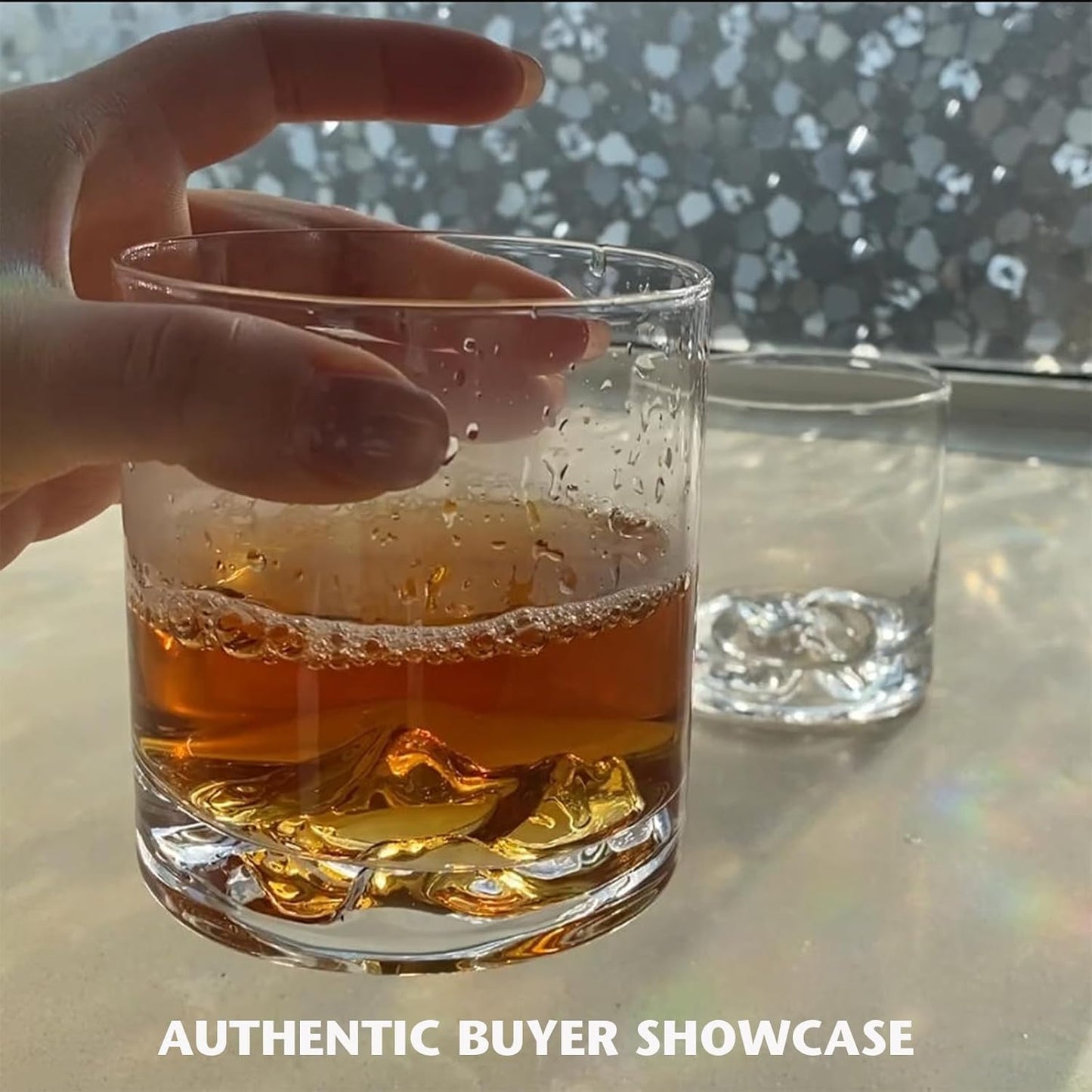 Whiskey Glasses Set of 2,11oz Old Fashioned Glasses，Hand-Blown Lead-Free Crystal, Iceberg Base,Durable Heavy Bottom Tumblers — Perfect Whiskey Gifts for Men, Gift Box Included