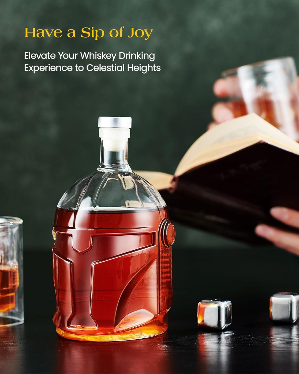 Galaxy Whiskey Decanter Sets with 2 Glasses for Men Dad, Unique Gift for Father, Husband, Boyfriend, Brother, Christmas, Anniversary, Birthday Gift Ideas, Cool Drinking Accessories for Home Bar