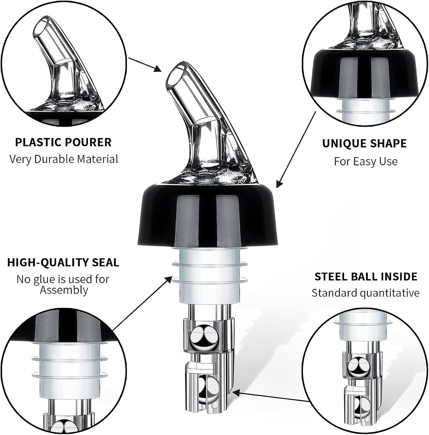 Liquor Bottle Pourers Set of 6 Wine Pourers 1oz Measured Liquor Pourers liquor Dispenser Bartender Pourer for Alcohol Tequila Cocktail Whiskey Home bar