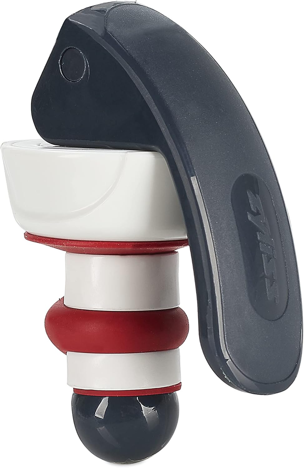 Zyliss Easy Seal Bottle Stoppers – Leak-Proof Wine and Champagne Stoppers with Long Easy-Lock Handle, Comfortable Grip, Airtight Seal, Modern Design in Gray and Red, Durable and Dishwasher Safe