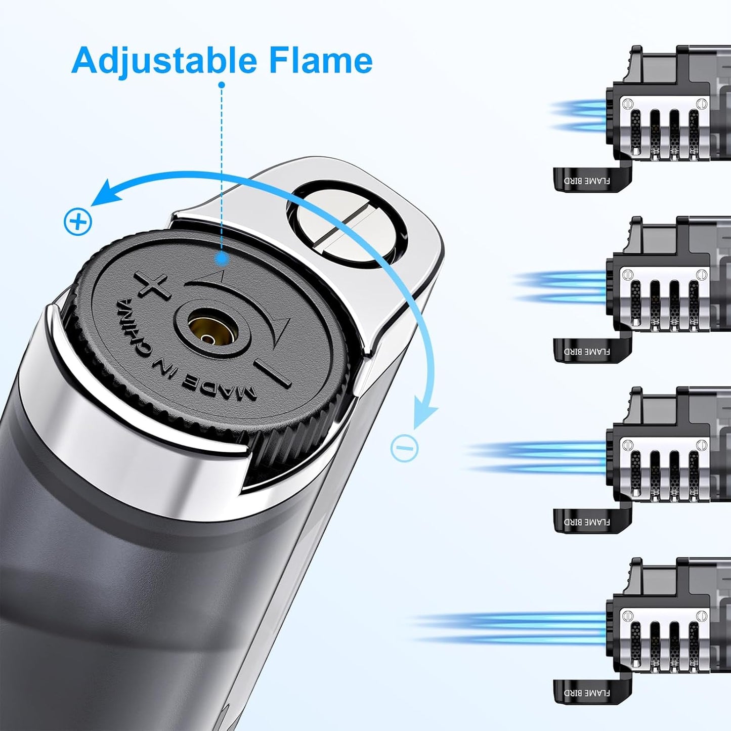 Torch Lighter Butane Refillable Triple Jet Flame Torch Lighters, Windproof Adjustable Flame Butane Torch Lighter with Punch 2 Pack (Without Fuel)