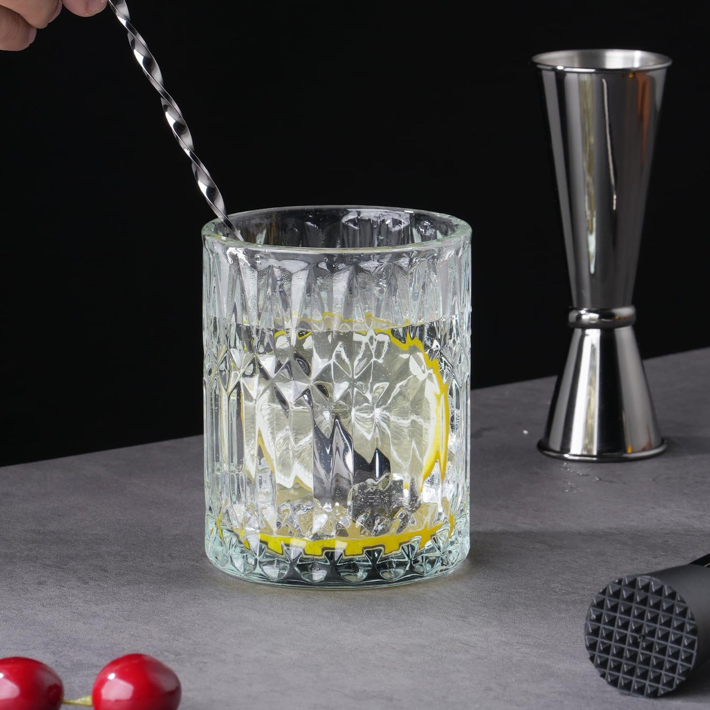 8 Inches Stainless Steel Muddler for Cocktails, Matching Jigger and Bar Spoon with Cocktail Muddler - 3 Pcs Drink Muddler for Cocktails