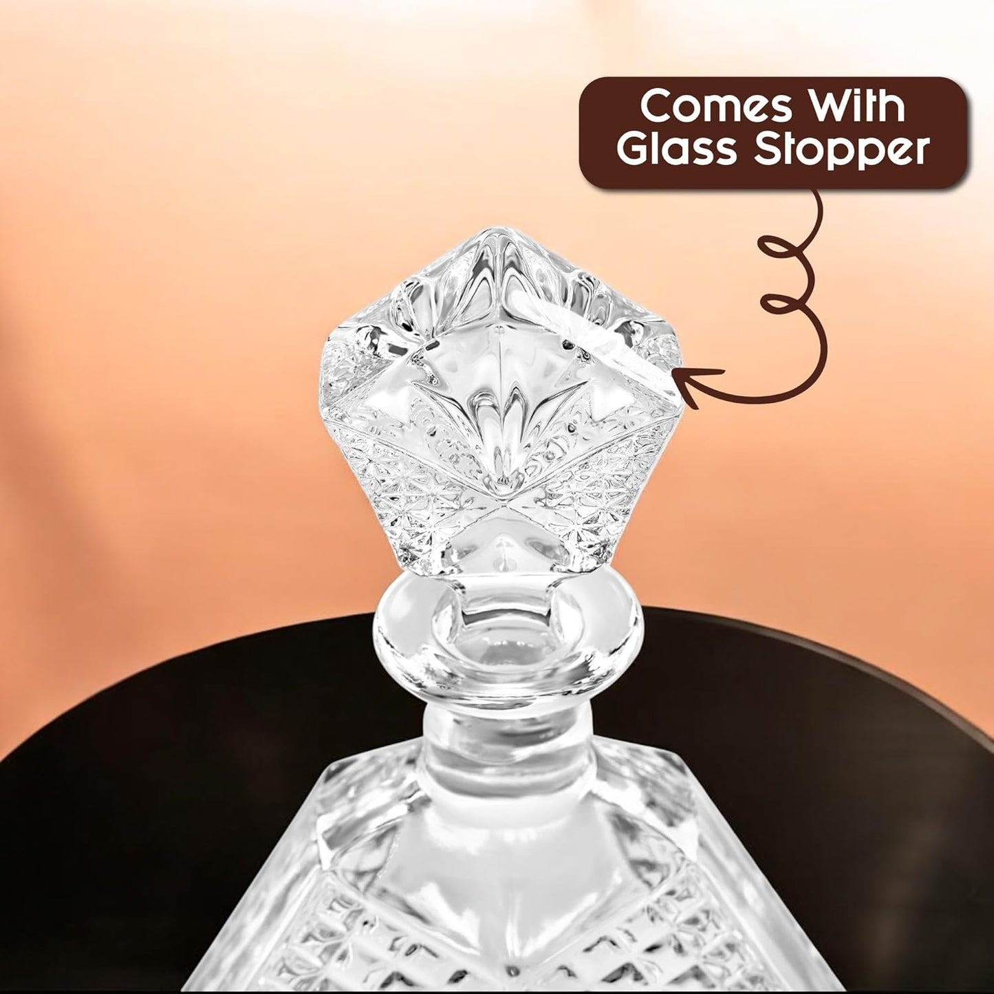 Triangle Whiskey Decanter 650ml – Premium Glass Liquor Decanter with Solid Glass Stopper, Stylish Barware for Bourbon, Scotch & Spirits, Gift-Ready Packaging, Gift for Husband or Her