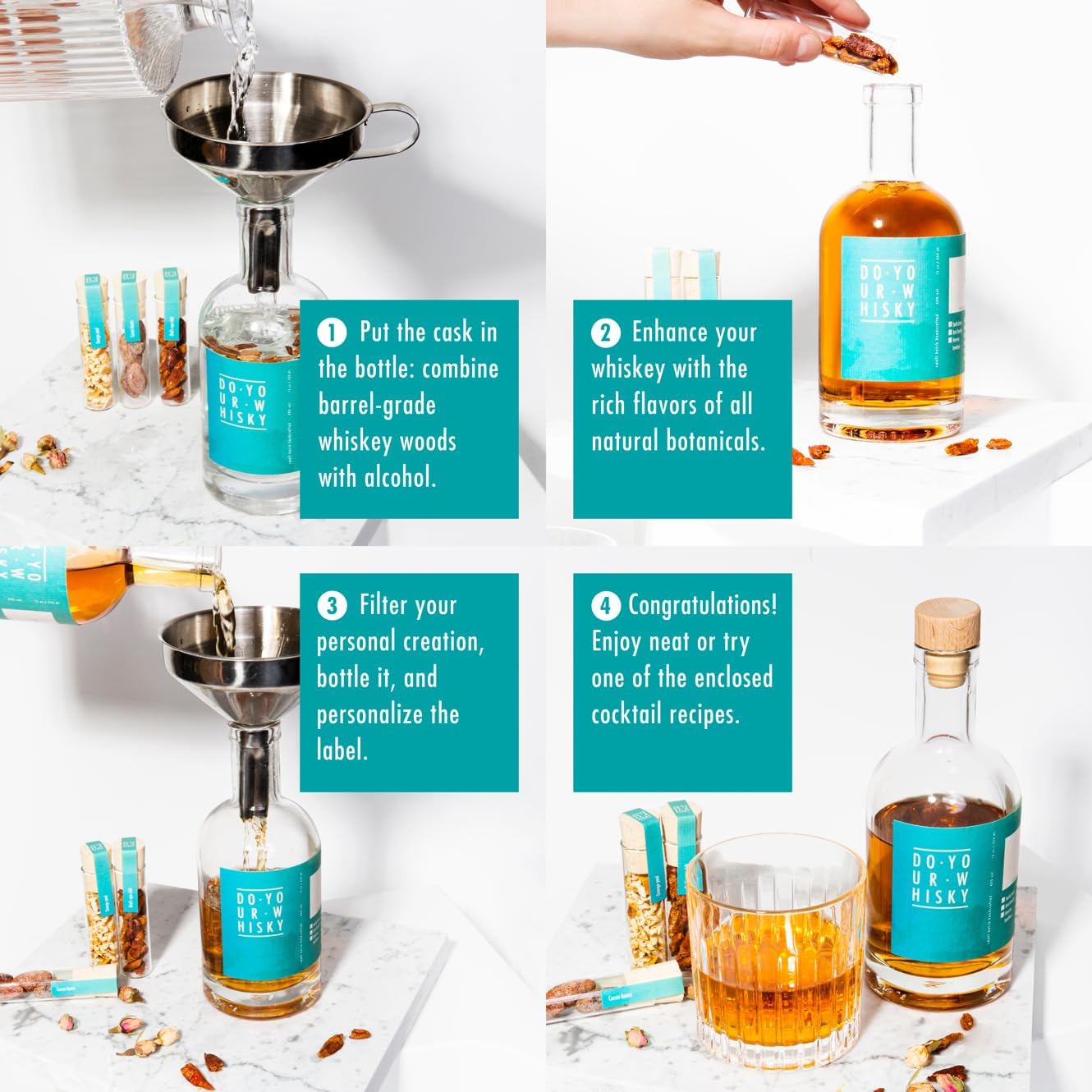 DO Your Whisky | DIY Whiskey Infusion Set | Whiskey Making Kit | 12 Woodchips & Botanicals | 6 Whiskey Stones & Recipe Guide Anniversary, or Birthday Gift for Him