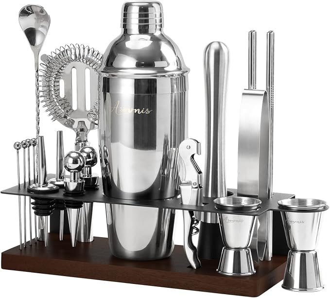 23-Piece Cocktail Shaker Set with Stand, 304 SS, Bartender Kit Gift - B0FR4SG1WQ