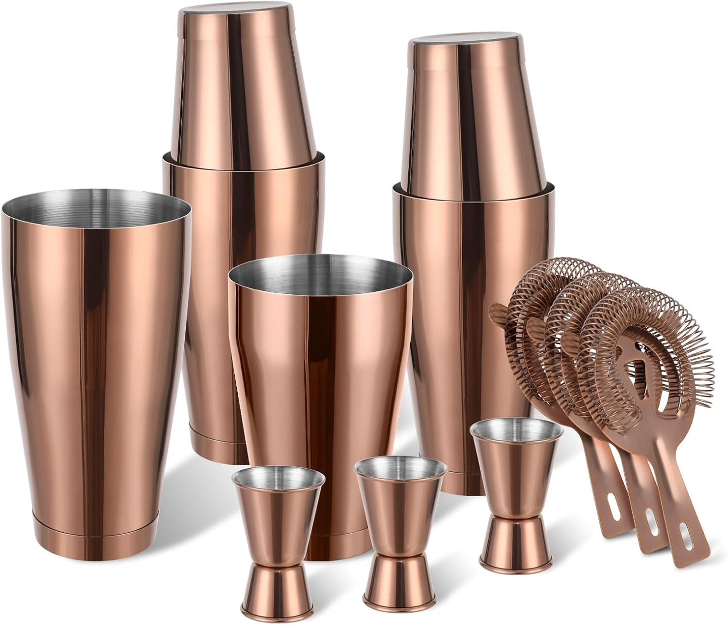 Mwellewm Boston Shaker Cocktail Set Bartender Kit, 12 Pcs Drink Shaker with Strainer Bartending Martini Shaker Tin with 18oz & 28oz Mixed Alcohol Shaker Stainless Steel Bar Tool for Beginner