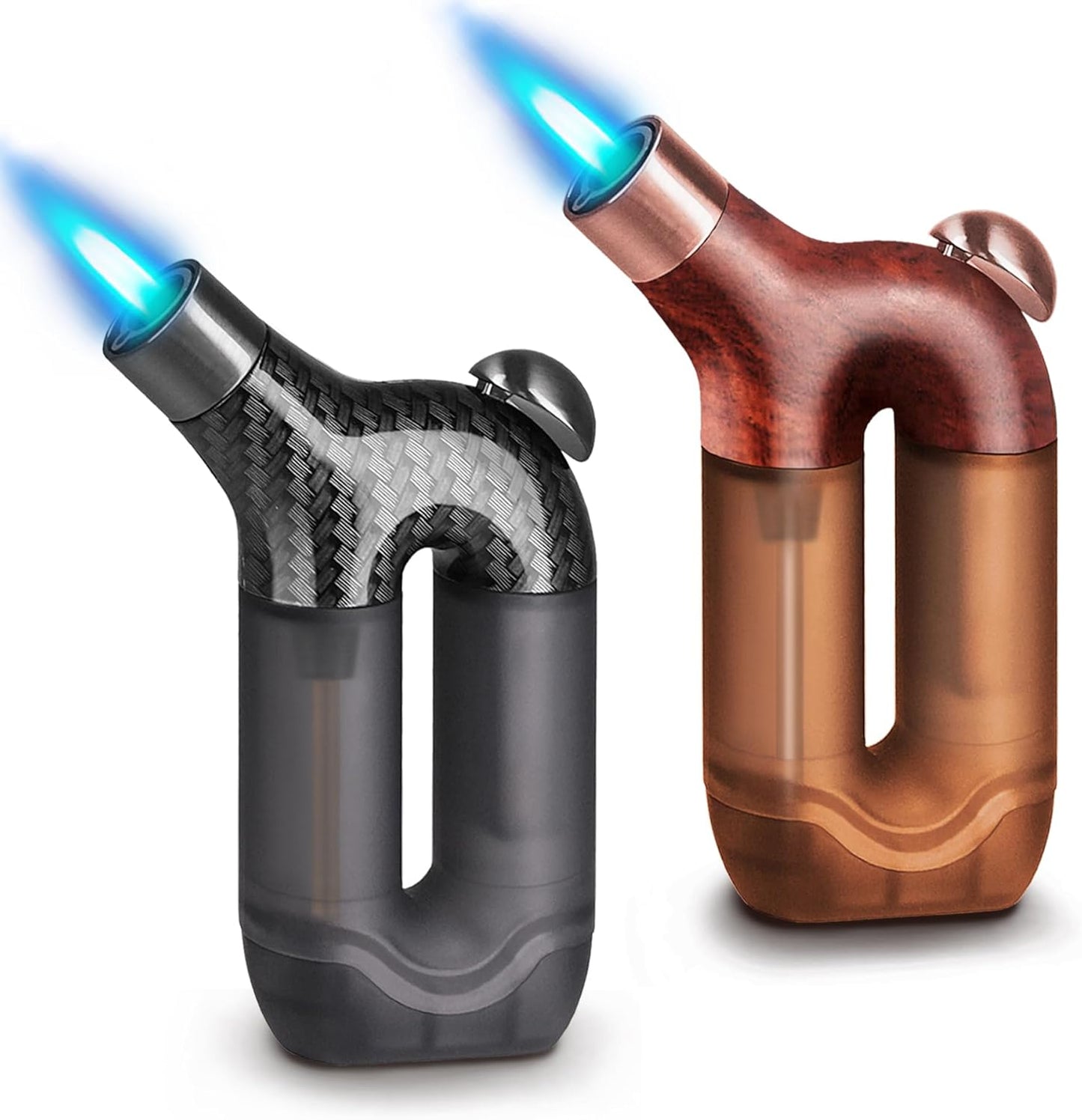 Laffizz 2 Pack Torch Lighter Single Jet Flame Refillable Butane Lighters Windproof Gas Torch Lighters Adjustable Jet Cool Lighter for Camping Candle BBQ Grill(Fuel Not Included)