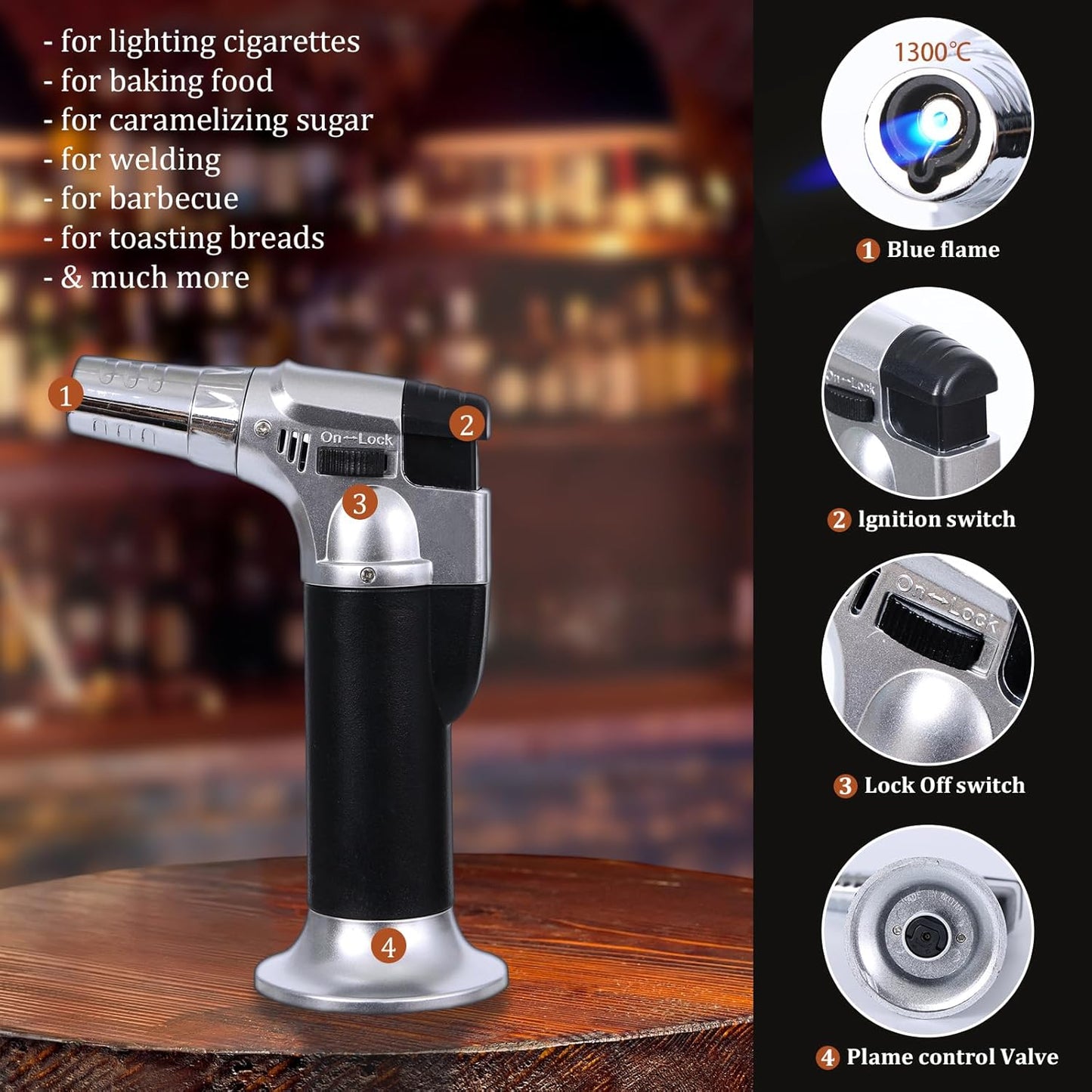 Cocktail Smoker Kit with Torch, 2 Pack Whiskey Smoker Kit Metal Old Fashioned Smoker kit, Birthday Bourbon Whiskey Gifts for Men Dad Husband, 4.7in Expansion Disk, 6 Flavors Wood Chips(No Butane)