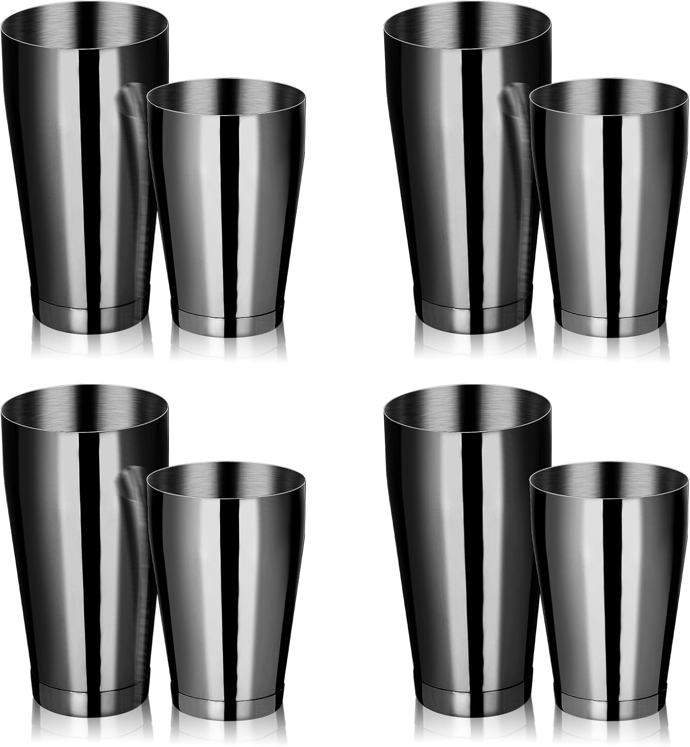 8 Pcs Cocktail Shaker Boston Shaker Set Professional Bartender Kit Bar Stainless Steel Drink Shaker Bartending Martini Tin with 18oz & 28oz Mixed Alcohol Tool for Beginner(Black)