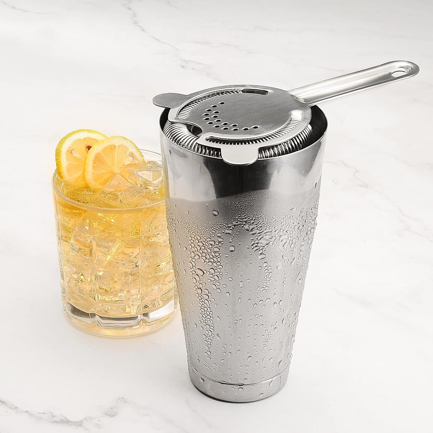 Boston Cocktail Shaker Set, Weighted 28oz Unweighted 18oz Shaker Tins, 304 Stainless Steel Leak-Proof Drink Mixer Cup, Metal Bartender Tools for Home Bar & Commercial, Silver
