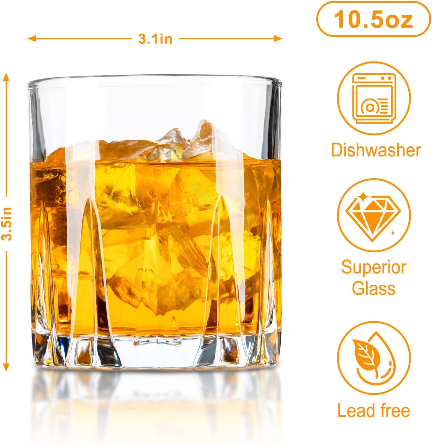 FrutPunch Whiskey Glasses Set of 2, 10 OZ Old Fashioned Glass for Scotch, Bourbon, Rum, Liquors and Cocktail Drinks Unique Bourbon Glass Gift for Men and Dad, Christmas
