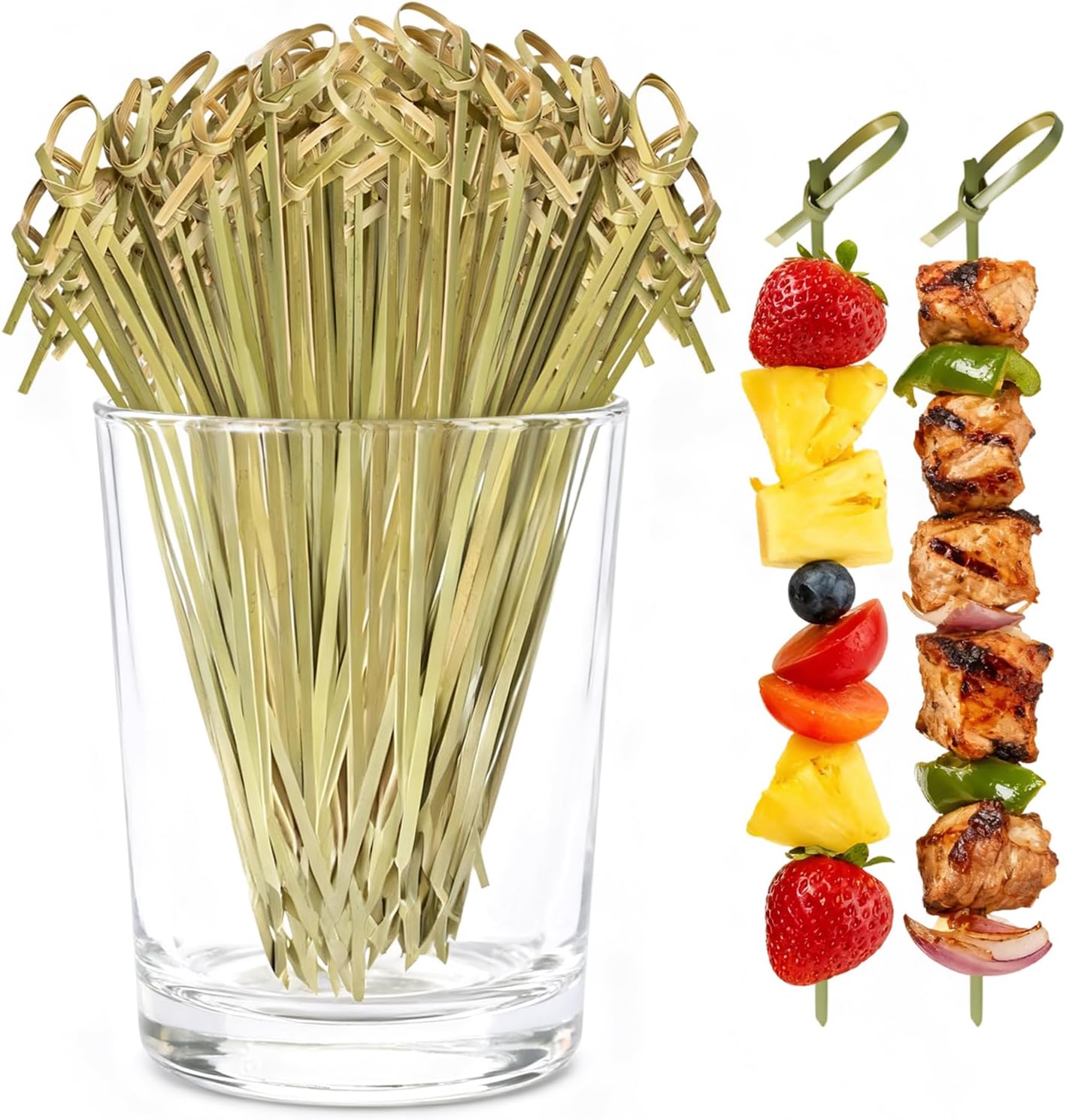 500Pcs Bamboo Cocktail Picks for Appetizers, 4.7 Inch Fancy Toothpicks for Appetizers, Decorative Bamboo Knot Skewers Cocktail Toothpicks for Drinks Food Fruit, Charcuterie Toothpicks