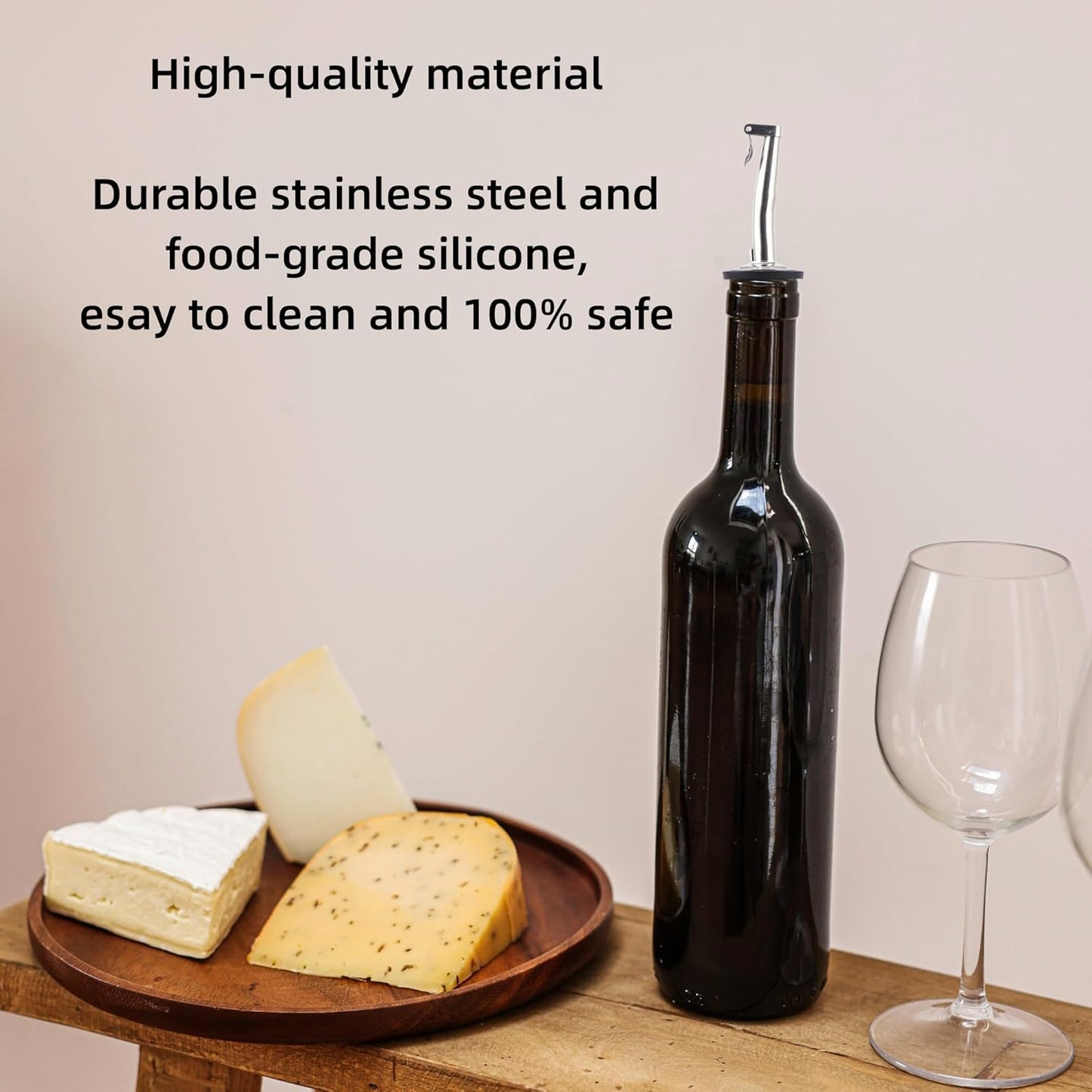 7-Piece Stainless Steel Flip Top Oil Pour Spouts with Funnel - Leakproof Speed Pourer Nozzles for 3/4" Bottles | Universal for Olive Oil, Vinegar & Liquor