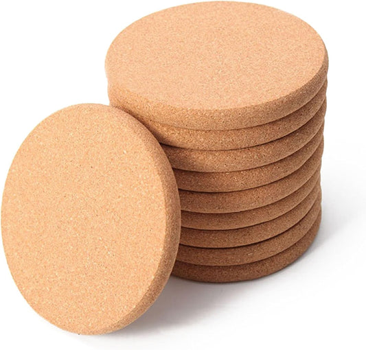 10 Pcs Cork Coasters, Cork Coasters for Drinks, Extra Thick Cork Coaster Set for Cups Mugs Wine Glasses, Non-Slip Coasters for Tabletop Protection