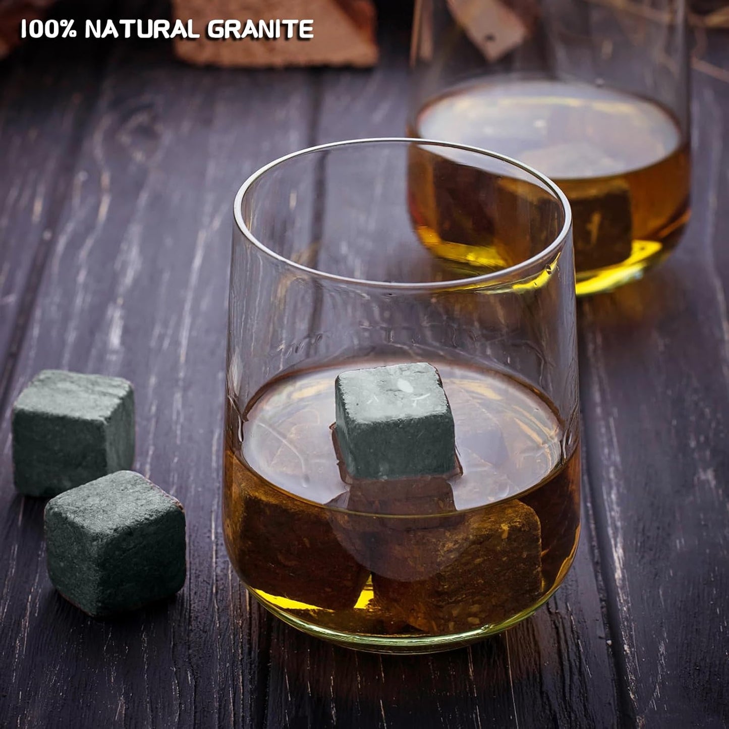 16 Pcs Whiskey Stones, Include Metal Ice Cube, Granite Stones, Whiskey Balls, Reusable Whiskey Stones Set for Wine Bourbon Whiskey Gifts for Men Dad Husband Boyfriend