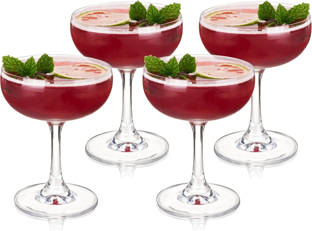 True Coupe Glass, Martini Glasses for Cocktail Party, Perfect for Espresso Martini, Manhattan, Champagne, Elegant 7 oz Glassware for Home Bars, Wedding Gifts, Margarita Glasses Set of 4 - Coupe