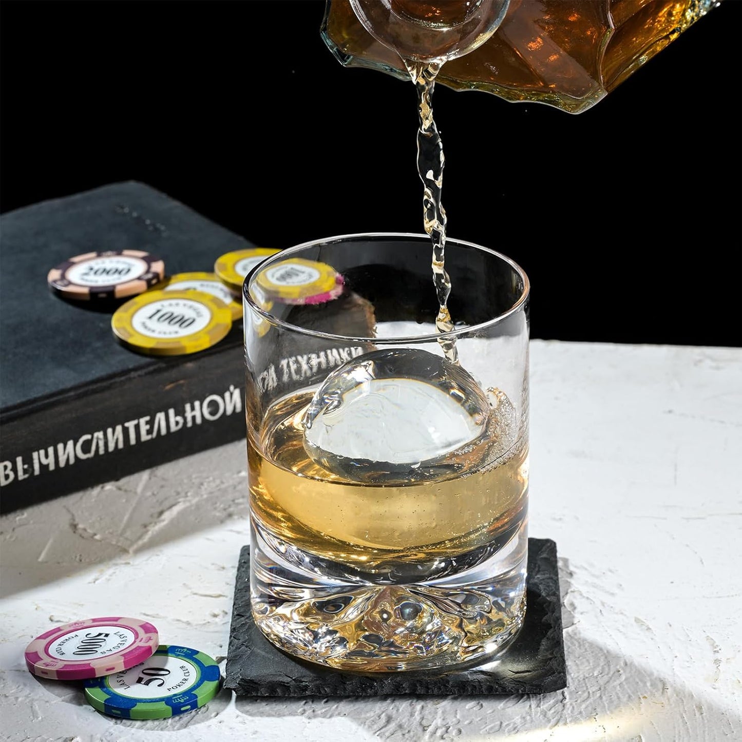 Hand Blown Crystal Whiskey Glasses Set of 2,12 oz Old Fashioned Cocktail Glasses,Lowball Rocks Glass,Unique Hexagonal Base for Bourbon,Scotch and Juice,Perfect for Oversized Ice Cubes
