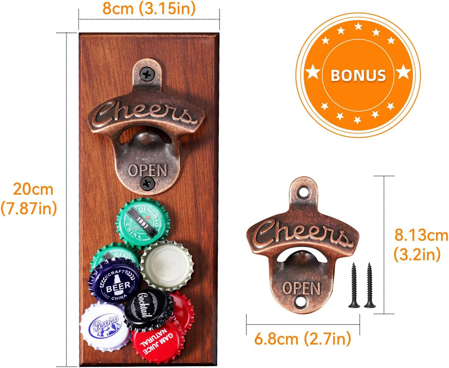 Gifts for Men Dad, Magnetic Beer Bottle Opener Wall Mounted with Auto Catch, Unique Beer Gifts for Men Him Boyfriend Grandpa Husband Uncle, Cool Gadgets for Birthday Housewarming Presents
