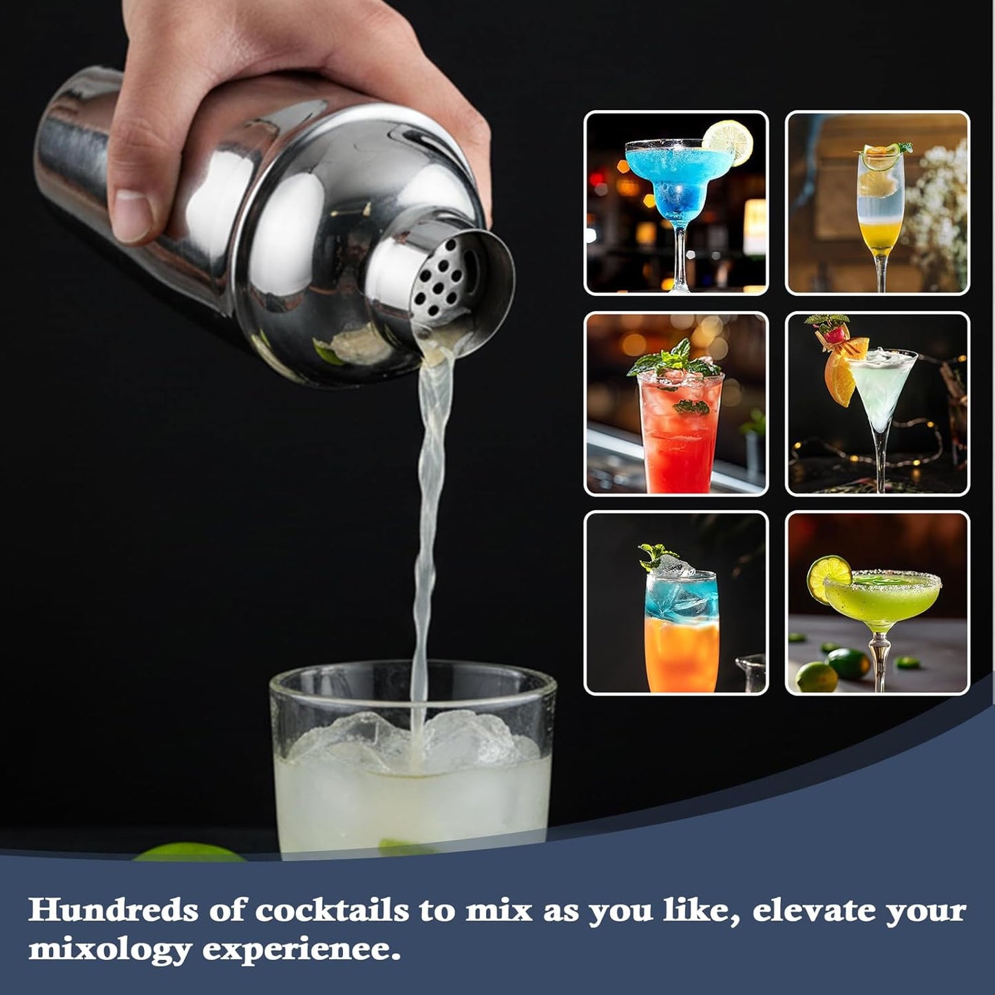 13-Piece Bartender Kit Bar Tool Set – Boston Cocktail Shaker Set with Muddler,Strainer,Jigger,Spoon–Home Bar Accessories and Drink Mixer Gift for Bartesian,Housewarming, Bar Cart Decor