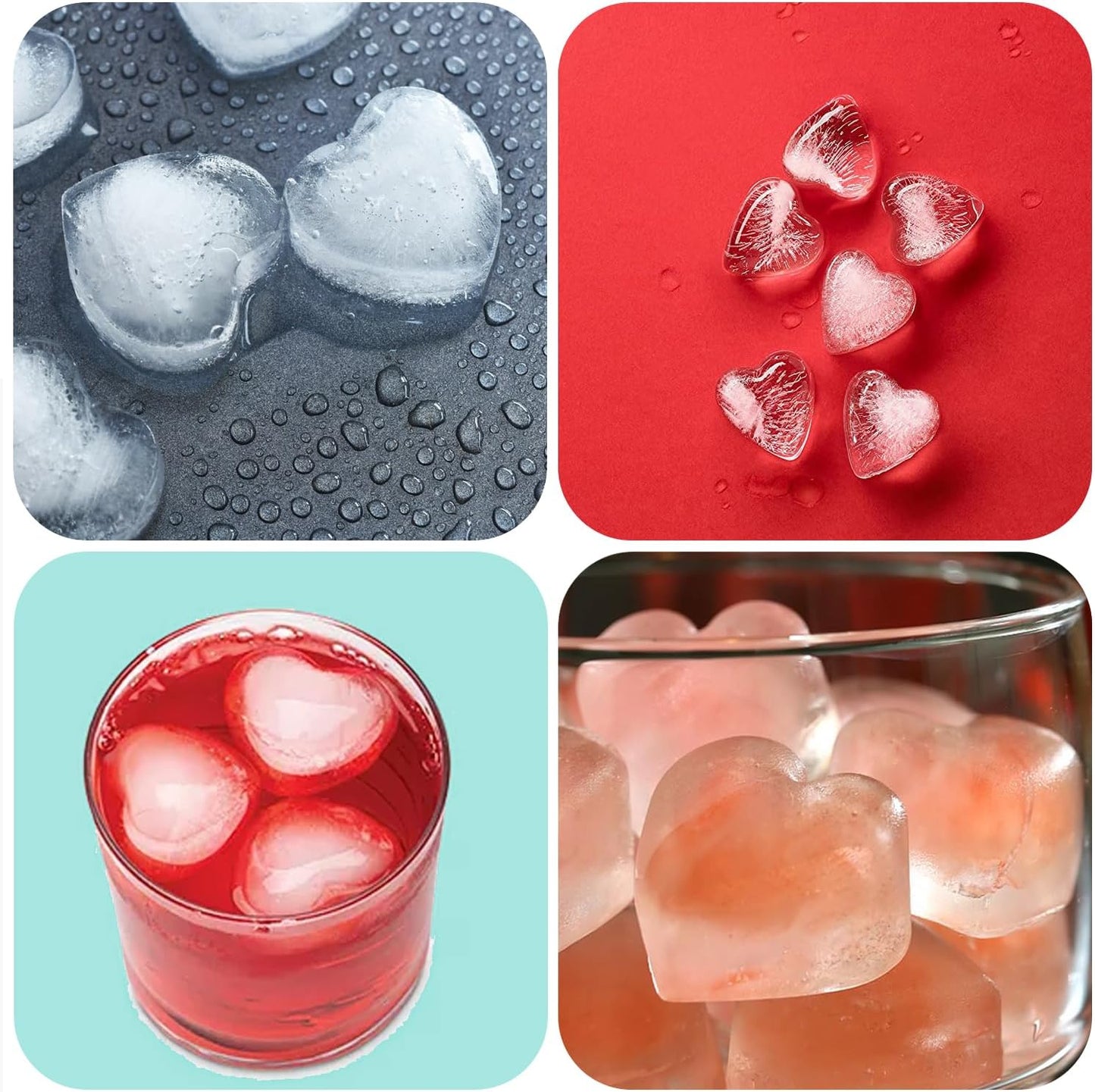 2 Pack Heart Shpaed Ice Cube Trays with Lids and Bins Ice Molds with Ice Storage Box, 48 Holes Silicone Heart Ice Cube Tray for Whiskey Cocktail Fun Shapes Cubes, with Lids & Bins