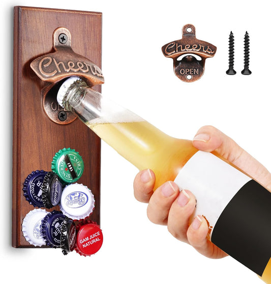 Gifts for Men Dad, Magnetic Beer Bottle Opener Wall Mounted with Auto Catch, Unique Beer Gifts for Men Him Boyfriend Grandpa Husband Uncle, Cool Gadgets for Birthday Housewarming Presents